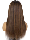 Selena #Highlight Silky Straight Human Hair Lace Wigs With Natural Hairline