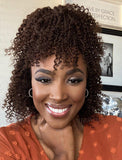 Nina Black Roots Medium Brown Base(#1BT#4 )Kinky Curls Headband Wigs (WITH ONE FREE TRENDY HEADBAND)