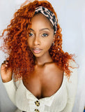 Mona #Burgundy Headband Wig Curly Human Hair Wigs (WITH ONE FREE TRENDY HEADBAND)
