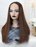 Connie #1b/#4 Highlight Skin Base Lace Front Wigs Human Hair Silky Straight