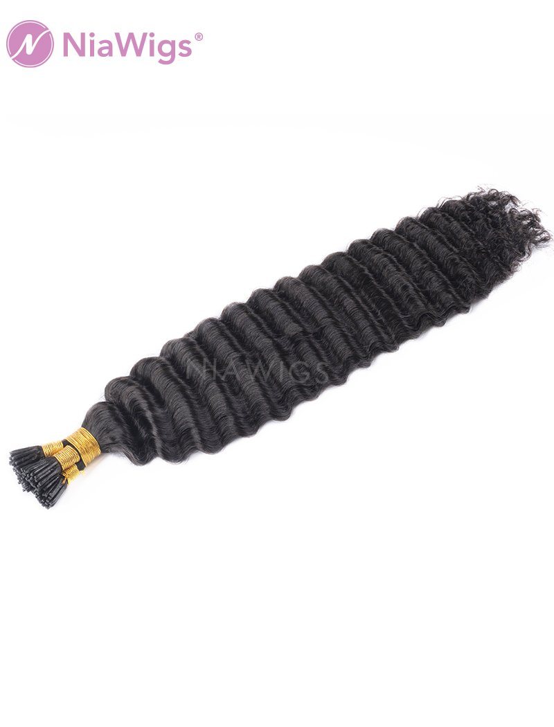 I Tip Human Hair Extensions Loose Curly(WITH FREE BEADS,LOOP THREADER)