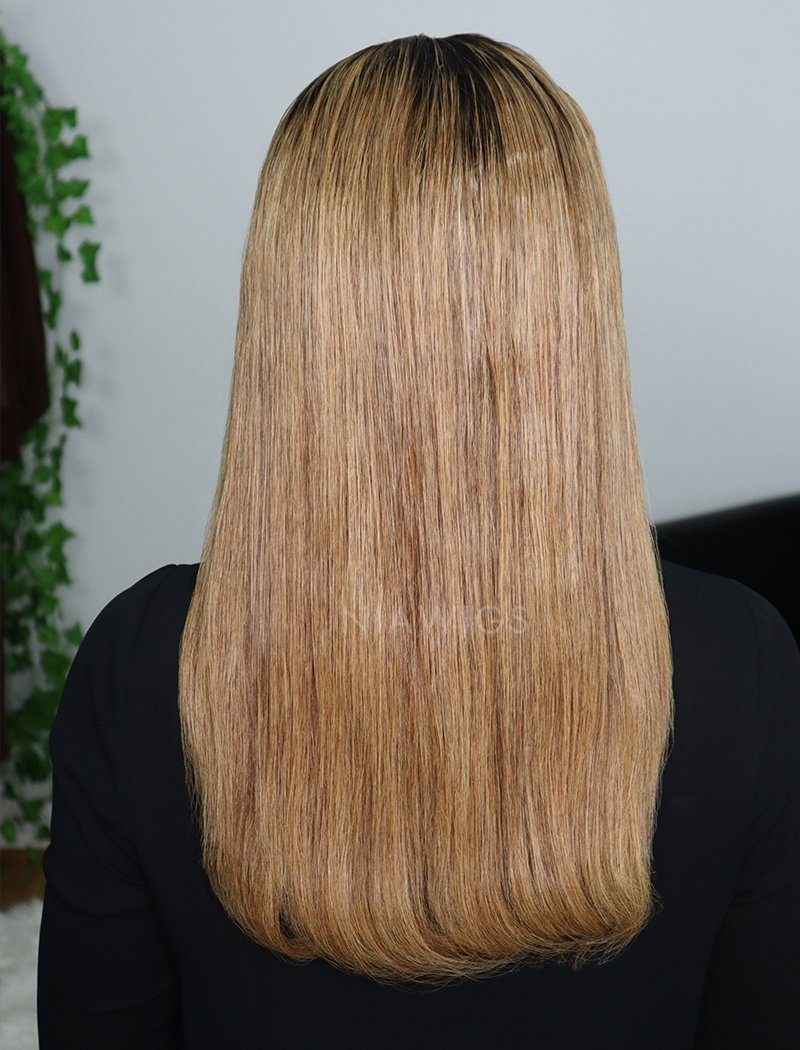 Dark Roots Ombre Blonde Headband Wig Human Hair Wigs (WITH FREE TRENDY HEADBAND)
