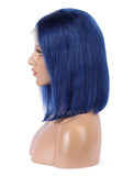 Royal Blue Human Hair Bob Wig Colorful Lace Wigs