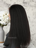 Kinky Straight Human Hair Glueless Full Stretchable Wigs