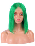 Emerald Green Human Hair Bob Wig Colorful Lace Wigs