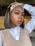 Highlight #30 Color Mixed Headband Wig Human Hair Bob Wigs (WITH FREE TRENDY HEADBAND)