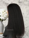 Kinky Straight Human Hair Lace Front Wigs With Natural Hairline