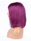 Purple Human Hair Bob Wig Colorful Lace Wigs