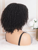 Scalp Top Wig Afro Kinky Curly Human Hair Wigs With Bangs Machine Made