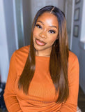 Connie #1b/#4 Highlight Skin Base Lace Front Wigs Human Hair Silky Straight