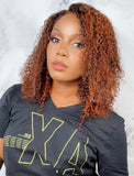 #Dedra Ginger Brown Highlight Kinky Curly Human Hair Lace Wigs