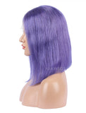 Lavender Human Hair Bob Wig Colorful Lace Wigs