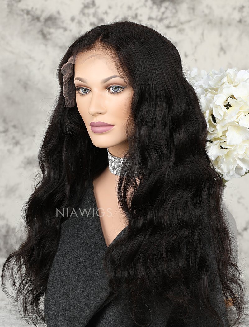Natural Wave Human Hair Glueless Full Lace Wigs With Baby Hair