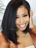Yaki Straight Short Bob Human Hair Glueless Full Lace Wigs