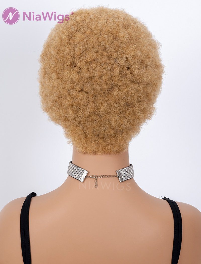 Clearance Afro Kinky Curly Stocked Wig #27 Blonde Human Hair Full Machine Made Wigs