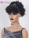 Pineapple Headband Wig Afro Kinky Curly Human Hair With Bangs Wigs (WITH FREE TRENDY HEADBAND)