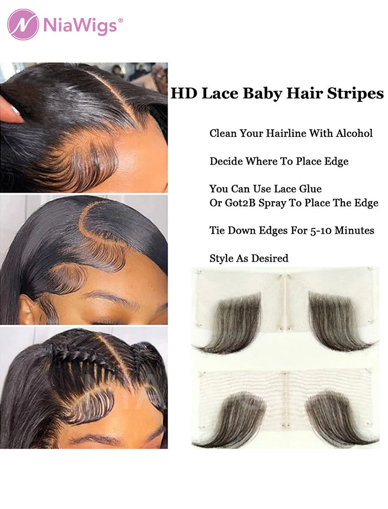 HD Lace Baby Hair Stripes Human Hair Baby Hair Edge Reusable Swiss Lace Hairline