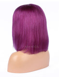 Purple Human Hair Bob Wig Colorful Lace Wigs