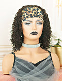 #3 Chocolate Brown Headband Wig Curly Human Hair Wigs (WITH FREE TRENDY HEADBAND)