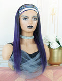Amanda #Lavender Purple Headband Wig Human Hair Wigs (WITH FREE TRENDY HEADBAND)