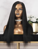 Silky Straight U Part Human Hair Wig Natural Black Upart Wigs