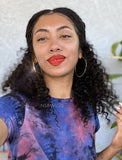 Afro Kinky Curly Human Hair Upart Wigs With Right Opening Part