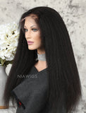 Kinky Straight Human Hair Glueless Full Stretchable Wigs