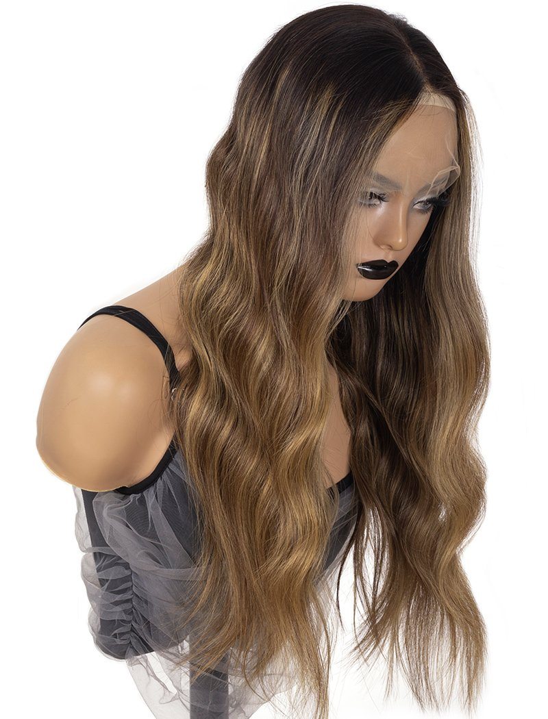 Rachel #Highlight Natural Wavy Human Hair Lace Wigs With Natural Hairline