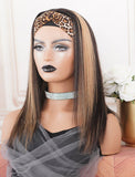Tasha#Highlight Headband Wig Straight Human Hair Wigs (WITH ONE FREE TRENDY HEADBAND)