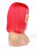 Watermelon Red Human Hair Bob Wig Colorful Lace Wigs