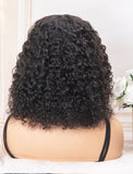Scalp Top Wig Curly Human Hair Wigs With Bangs Machine Made