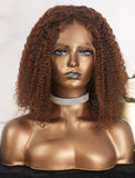#Dedra Ginger Brown Highlight Kinky Curly Human Hair Lace Wigs