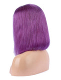 Blue Violet  Human Hair Bob Wig Colorful Lace Wigs