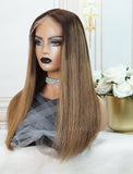 Nerissa  #1B/#27 Highlight Skin Base Lace Front Wigs Human Hair Silky Straight