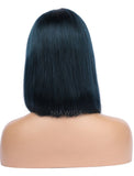 Prussian Blue Human Hair Bob Wig Colorful Lace Wigs