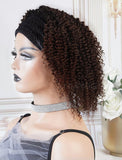 Nina Black Roots Medium Brown Base(#1BT#4 )Kinky Curls Headband Wigs (WITH ONE FREE TRENDY HEADBAND)