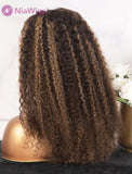 Denise #Highlight 3B 3C Curly Human Hair Lace Colored Wigs