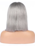 Silver Gray Human Hair Bob Wig Colorful Lace Wigs