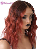 Ashley #Pastel Pink 12 Inches Remy Hair Natural Wavy Closure Lace Wigs