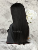 Yaki Straight Human Hair Skin Base Lace Front Wigs