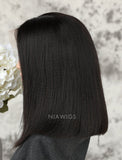 Yaki Straight Short Bob Human Hair Lace Front Wigs