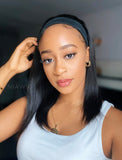 Headband Wig Silky Straight Human Hair Machine Made Wigs