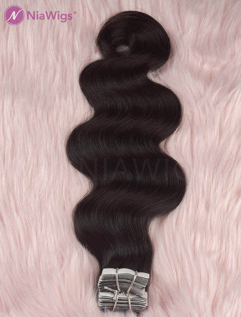 Tape Ins Brazilian Human Hair Extension Body Wavy Tape On Hair Extensions