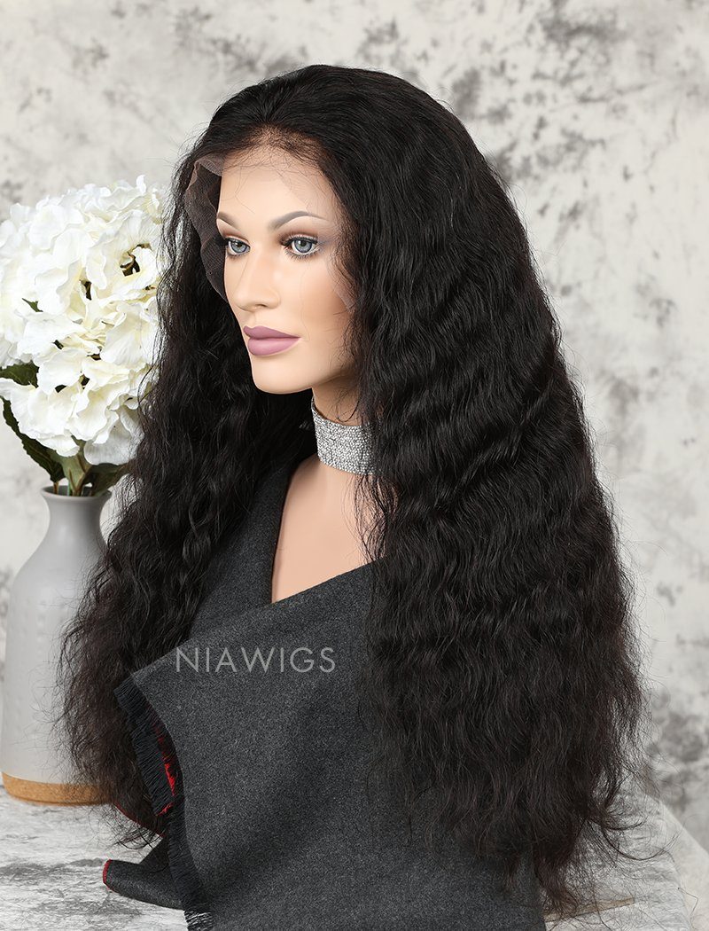 Water Wave Human Hair Glueless Full Lace Wigs With Baby Hair