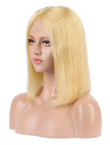 Lemon Chiffon Human Hair Bob Wig Colorful Lace Wigs