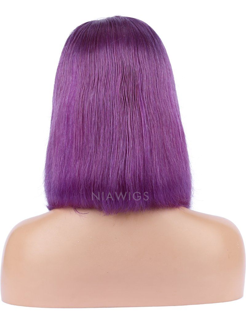 Blue Violet  Human Hair Bob Wig Colorful Lace Wigs