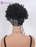 Pineapple Headband Wig Afro Kinky Curly Human Hair With Bangs Wigs (WITH FREE TRENDY HEADBAND)