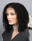 Kinky Curly Human Hair 5x5 Inches Lace Front Wigs With Baby Hair