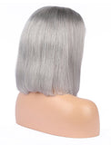 Silver Gray Human Hair Bob Wig Colorful Lace Wigs