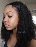 #1 Jet Black U Part Human Hair Wig Kinky Curly Upart Wigs